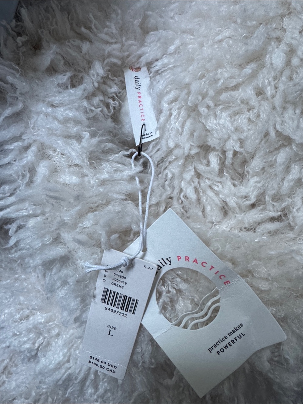 NWT Anthropologie Daily Practice Faux Fur Jacket Open Cardigan in Cream - Picture 9 of 9